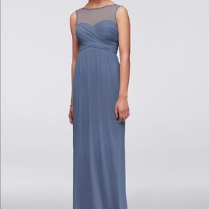 Long Mesh Dress with Illusion Sweetheart Neckline